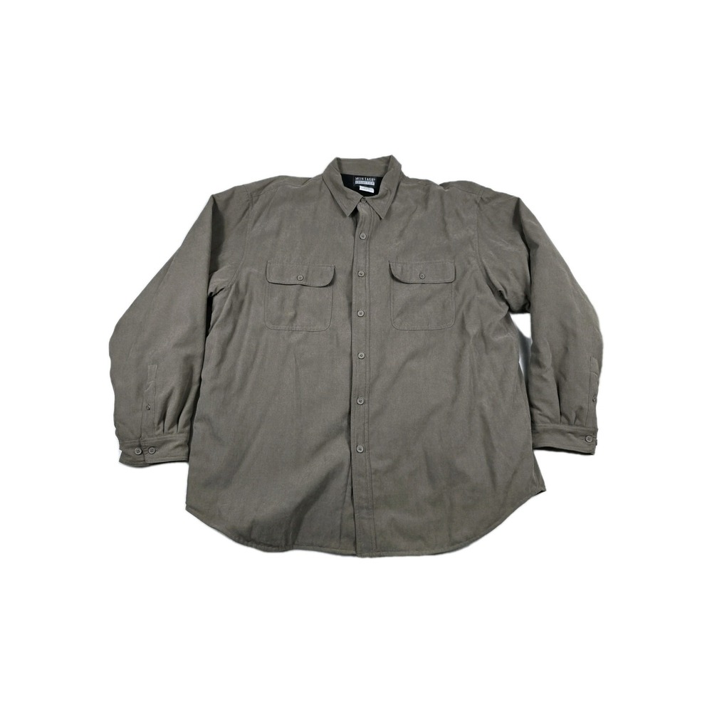 Montage Collection Fleece Button-Up Shirt Jacket‎ Brown Men's Size XL